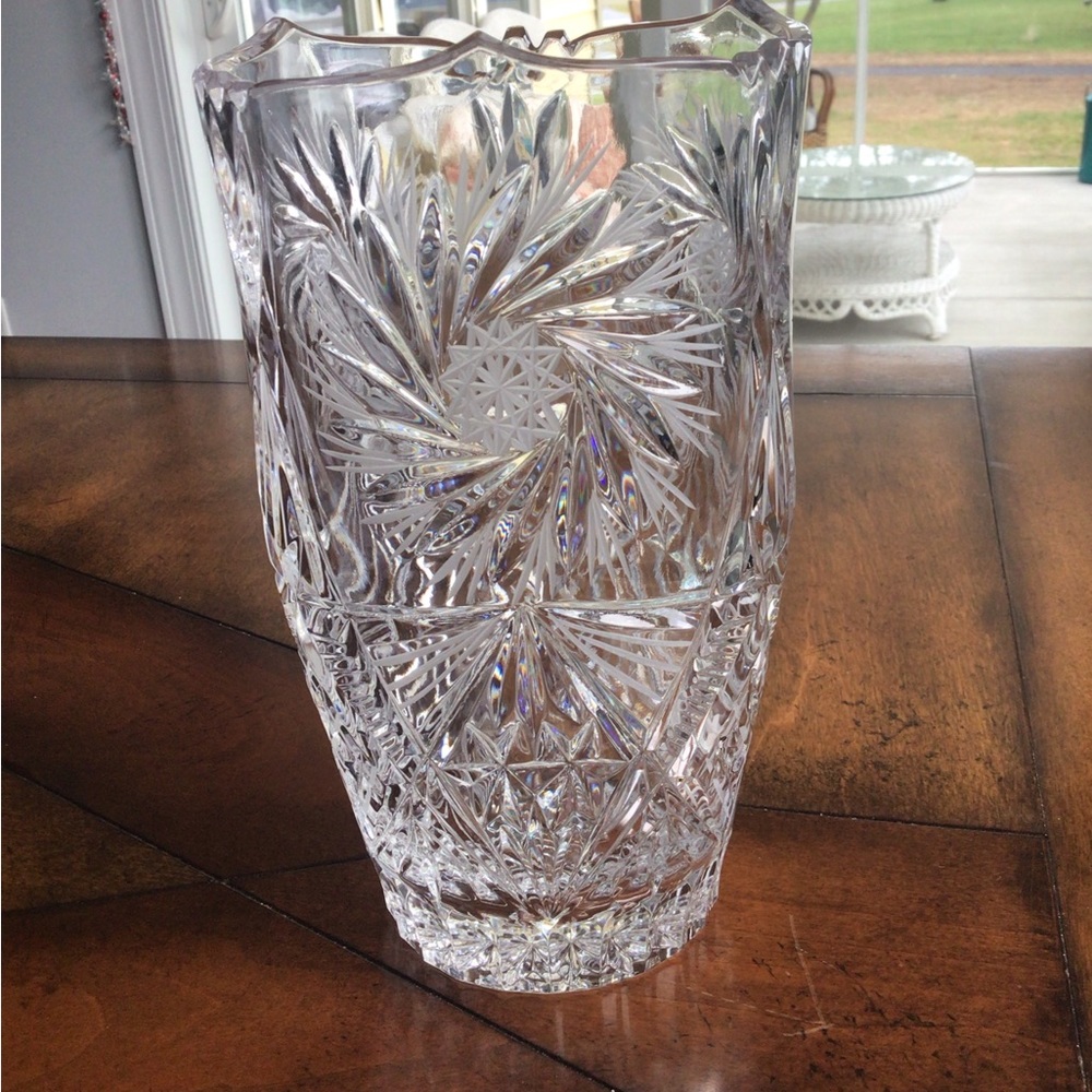 American Brilliant Pinwheel Vase Large 9”~Free Shipping!